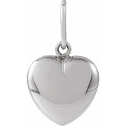 14K White Puffed Heart Pendant