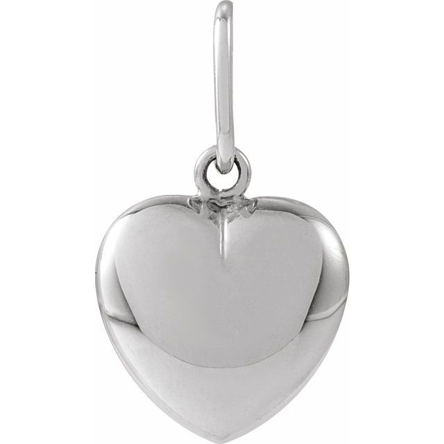 14K White Puffed Heart Pendant
