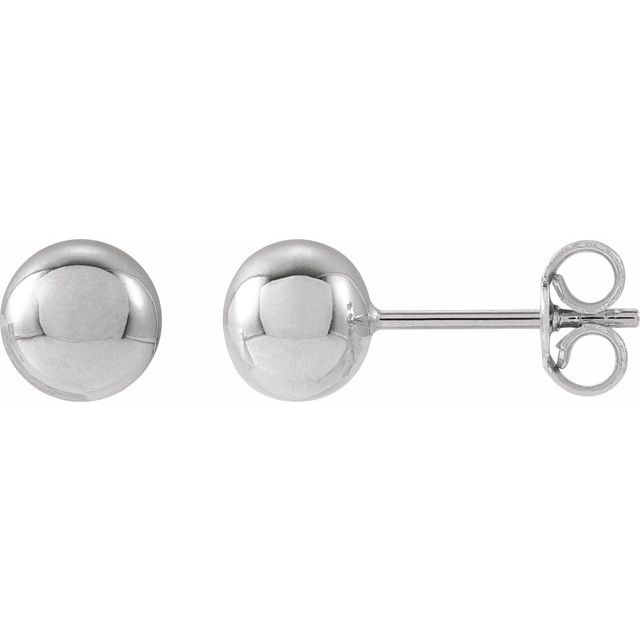 14K White 6 mm Ball Earrings