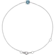 14K White Natural Aquamarine  6 1/2-7-1/2' Bracelet
