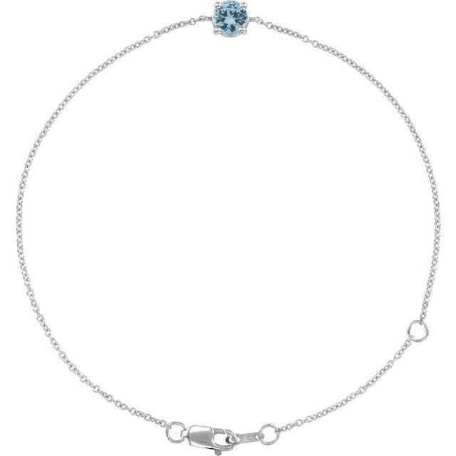 14K White Natural Aquamarine  6 1/2-7-1/2' Bracelet