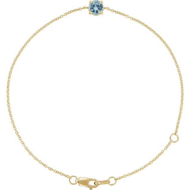 14K Yellow Natural Aquamarine  6 1/2-7-1/2' Bracelet
