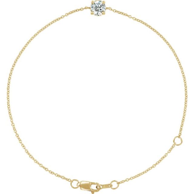 14K Yellow Natural White Sapphire  6 1/2-7-1/2' Bracelet