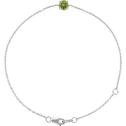 14K White Natural Peridot  6 1/2-7-1/2' Bracelet