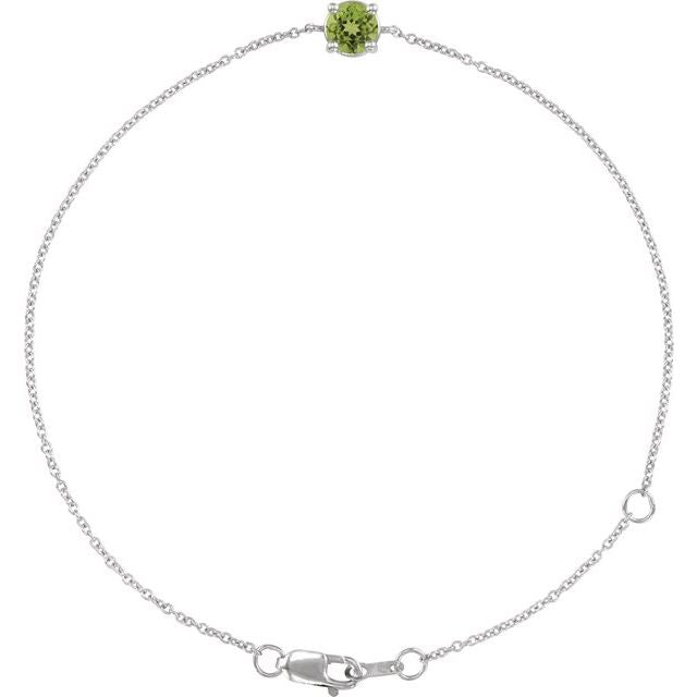 14K White Natural Peridot  6 1/2-7-1/2' Bracelet