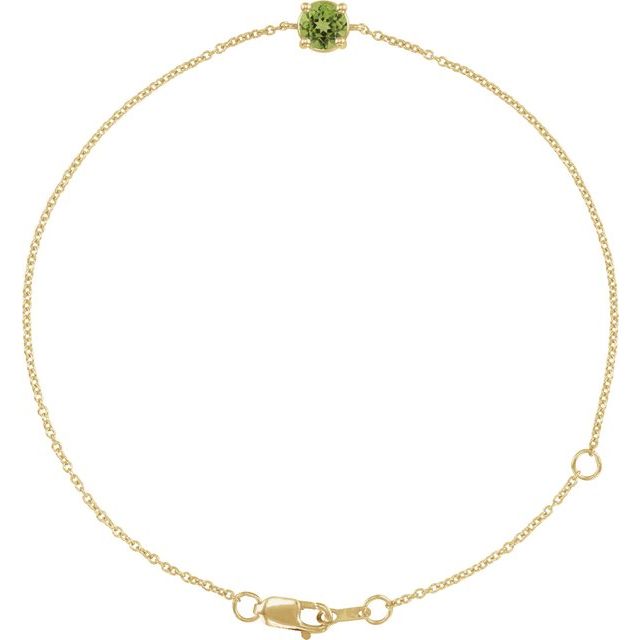14K Yellow Natural Peridot  6 1/2-7-1/2' Bracelet