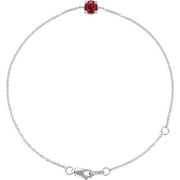 Sterling Silver Natural Ruby  6 1/2-7-1/2' Bracelet