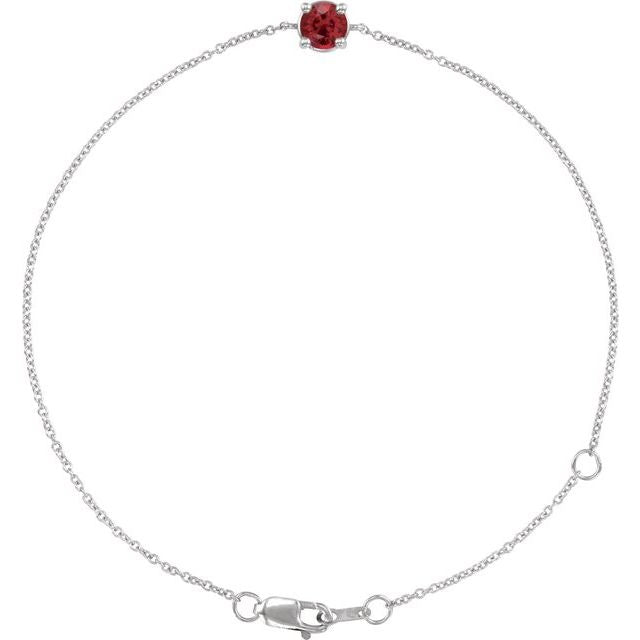 Sterling Silver Natural Ruby  6 1/2-7-1/2' Bracelet