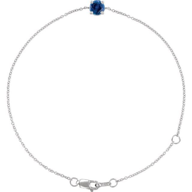 14K White Natural Blue Sapphire  6 1/2-7-1/2' Bracelet