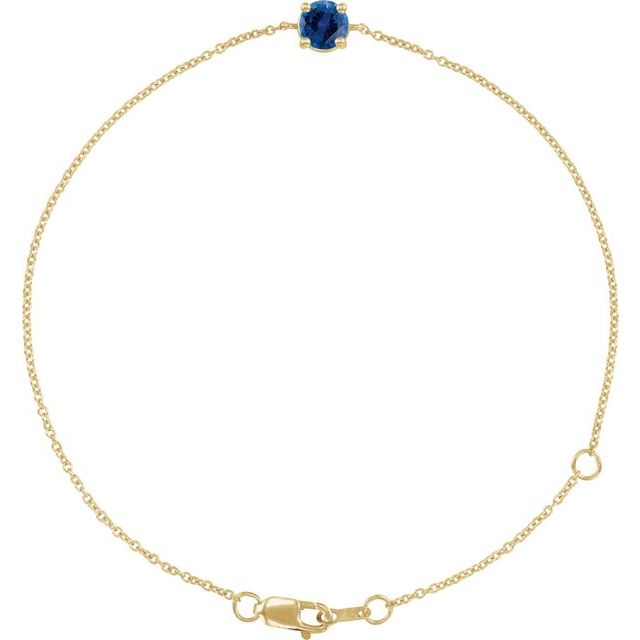 14K Yellow Natural Blue Sapphire  6 1/2-7-1/2' Bracelet