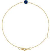 14K Yellow Lab-Grown Blue Sapphire  6 1/2-7-1/2' Bracelet