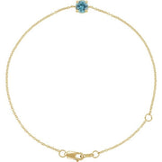 14K Yellow Natural Blue Zircon  6 1/2-7-1/2' Bracelet