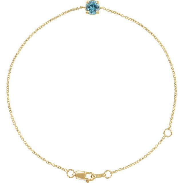 14K Yellow Natural Blue Zircon  6 1/2-7-1/2' Bracelet
