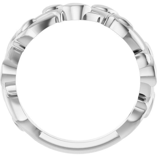 14K White Floral Band