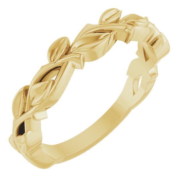 14K Yellow Floral Band