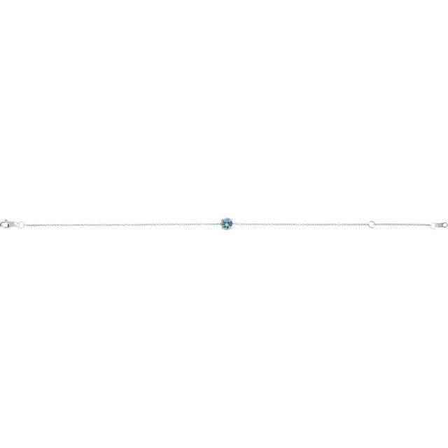 14K White Natural Aquamarine  6 1/2-7-1/2' Bracelet