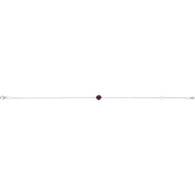 14k White Natural Mozambique Garnet  6 1/2-7-1/2' Bracelet
