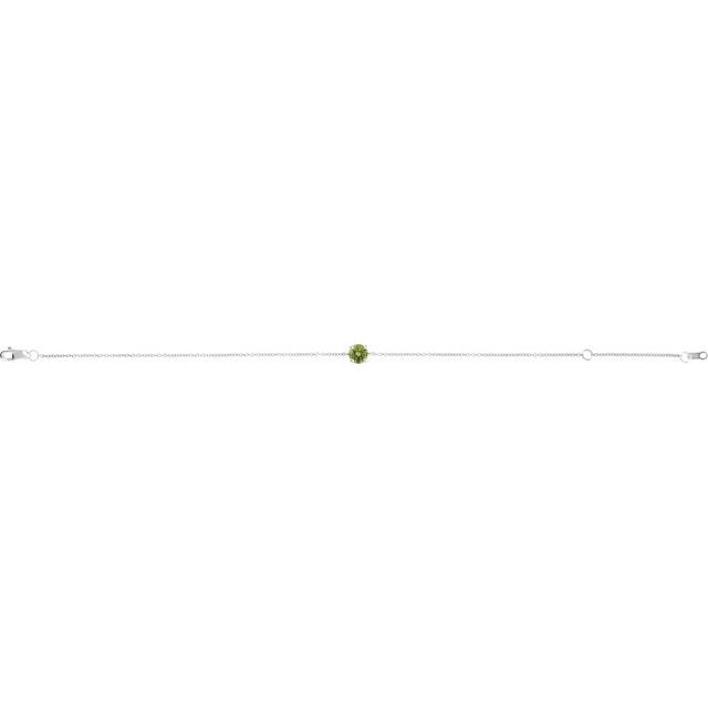 14K White Natural Peridot  6 1/2-7-1/2' Bracelet