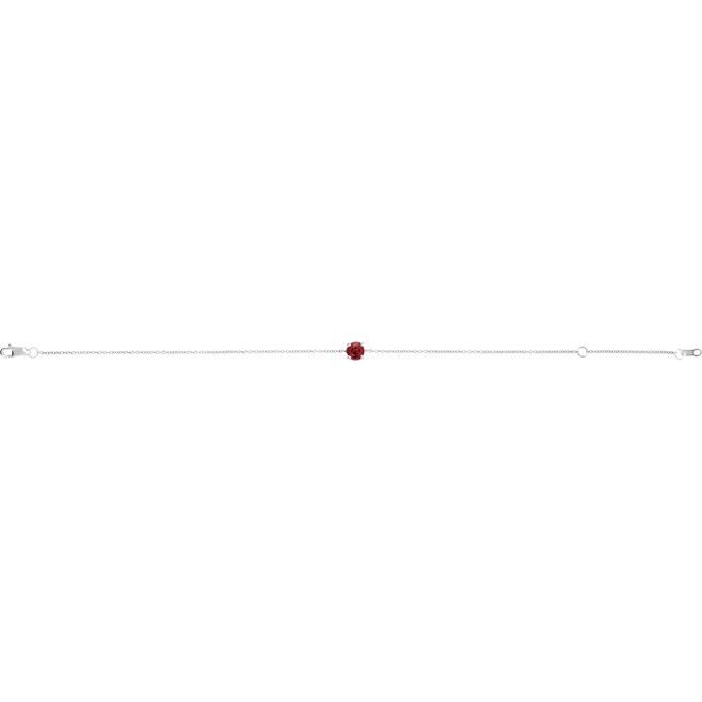 Sterling Silver Natural Ruby  6 1/2-7-1/2' Bracelet
