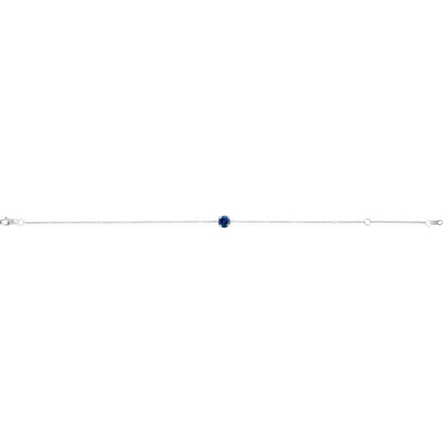 14K White Natural Blue Sapphire  6 1/2-7-1/2' Bracelet