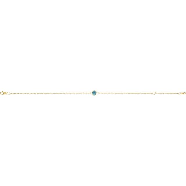 14K Yellow Natural Blue Zircon  6 1/2-7-1/2' Bracelet