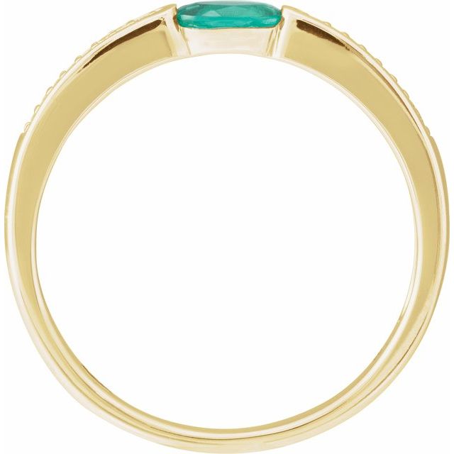 14K Yellow Imitation Emerald & .05 CTW Natural Diamond Ring