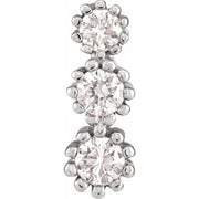 14K White 1/8 CTW Natural Diamond Three-Stone Pendant