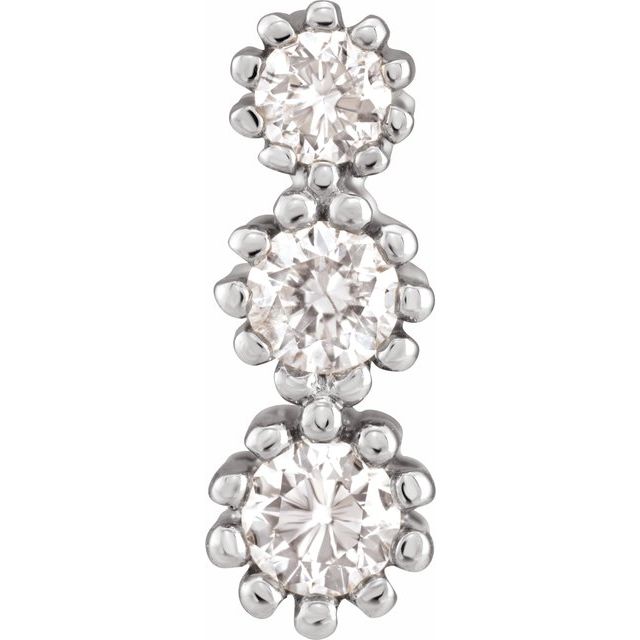 14K White 1/8 CTW Natural Diamond Three-Stone Pendant