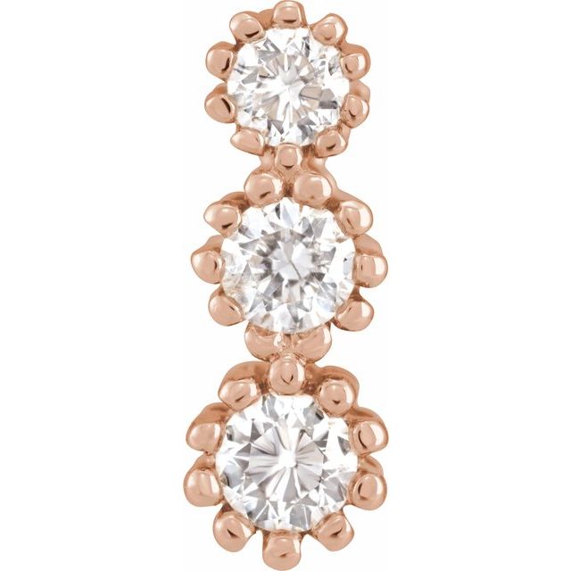 14K Rose 1/8 CTW Natural Diamond Three-Stone Pendant