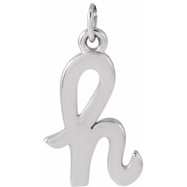 14K White Petite Initial H Pendant