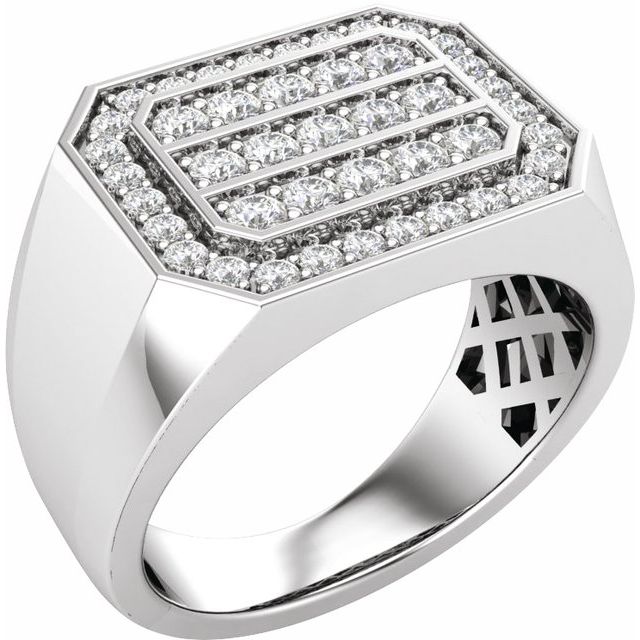14K White 9/10 CTW Lab-Grown Diamond Mens Band