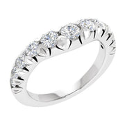 14k White 1 Ctw Lab-grown Diamond Contour Band