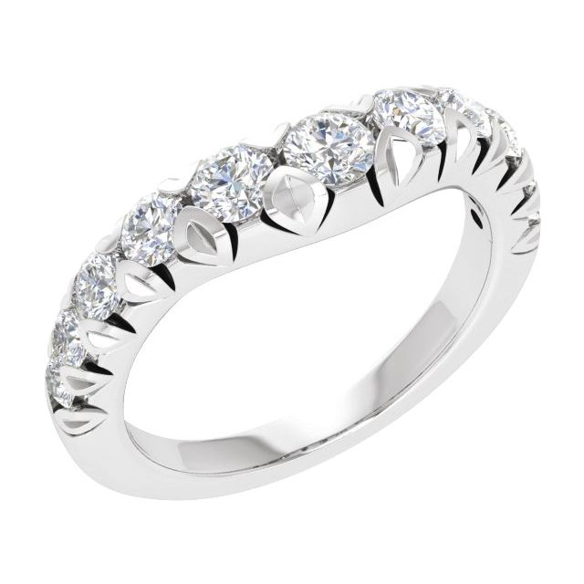 14k White 1 Ctw Lab-grown Diamond Contour Band