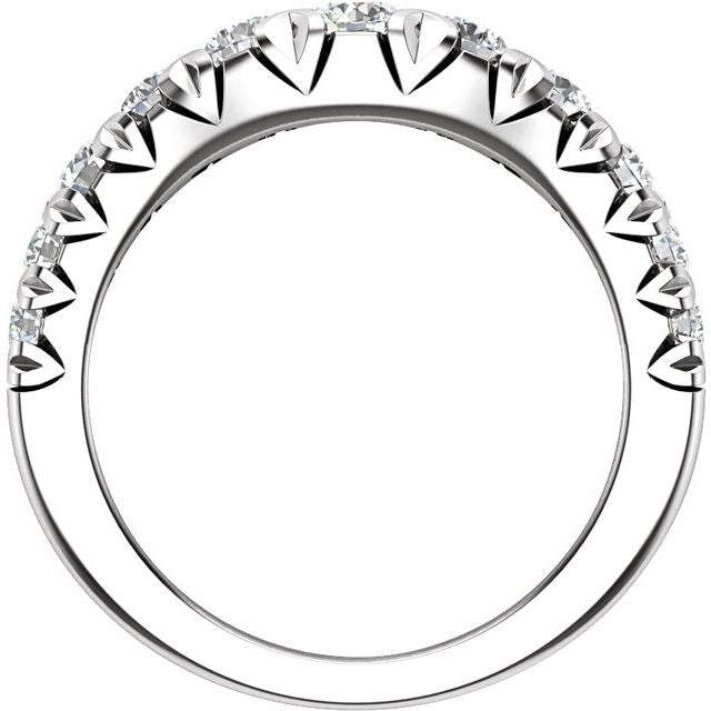 14k White 1 Ctw Lab-grown Diamond Contour Band