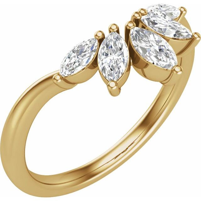 14K Yellow 3/8 CTW Natural Diamond Contour Band