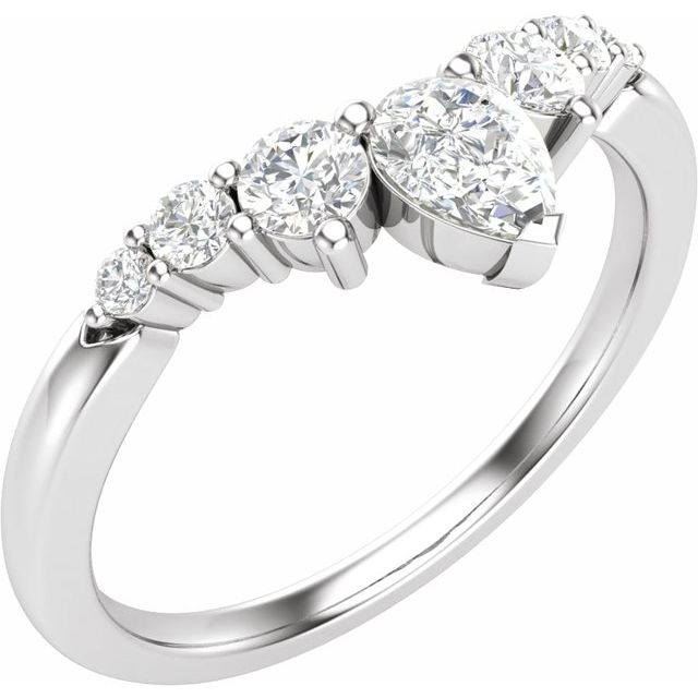 14k White 1/2 Ctw Natural Diamond Contour Band