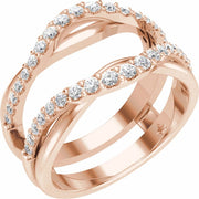 14k Rose 1/2 Ctw Natural Diamond Ring Guard