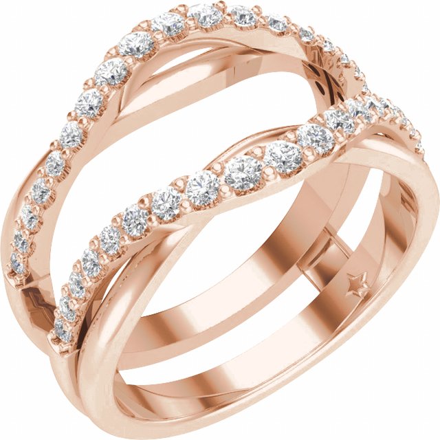 14k Rose 1/2 Ctw Natural Diamond Ring Guard