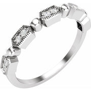 14K White .08 CTW Natural Diamond Stackable Ring
