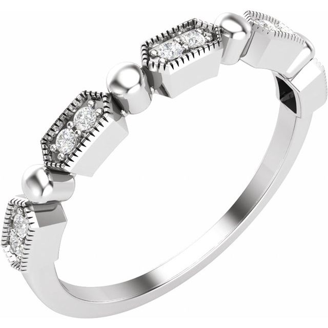 14K White .08 CTW Natural Diamond Stackable Ring