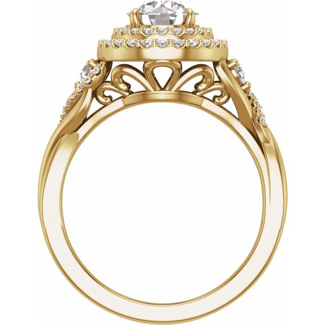 14K Yellow 6.5 mm  Round 1/2 CTW Lab-Grown Diamond Semi-Set Halo-Style Engagement Ring