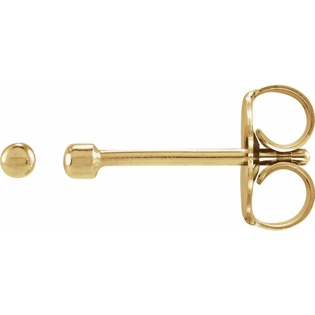 14K Yellow 1 Bead Stud Earrings