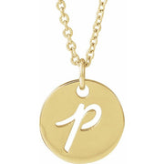 14K Yellow Script Initial P 16-18' Necklace
