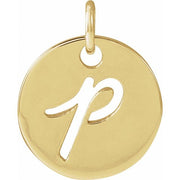 14K Yellow Script Initial P Pendant