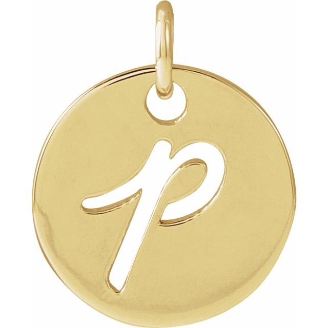 14K Yellow Script Initial P Pendant