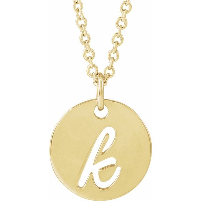 14K Yellow Script Initial K 16-18' Necklace