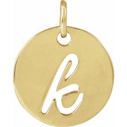 14K Yellow Script Initial K Pendant