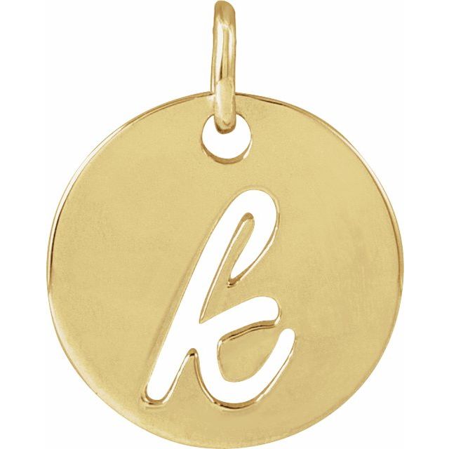 14K Yellow Script Initial K Pendant