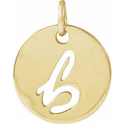 14K Yellow Script Initial B Pendant