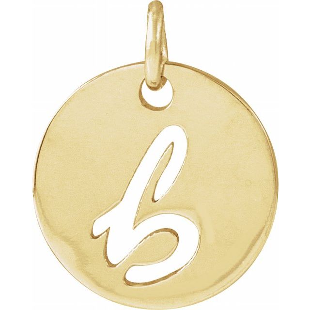 14K Yellow Script Initial B Pendant